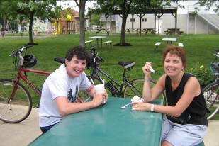 Andrew and Ann Baker enjoy an ice cream break in Green Camp. 