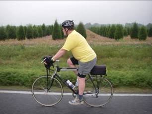 Ed Lux bicycles in northern Florida.