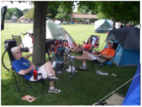 From left, Marsha Carr, Lucy Lehner, and David Carr (all of Marion) during the Great Ohio Bicycle Adventure. 